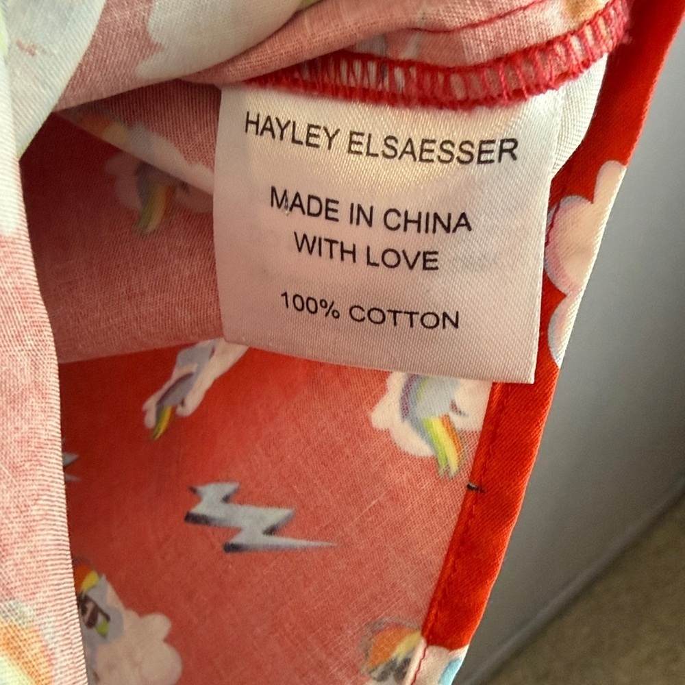 Hayley Elsaesser Cotton Cloud Lightning Unicorn Print Button Down Med Red Shirt - Picture 12 of 13